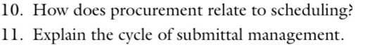  How does procurement relate to scheduling? 