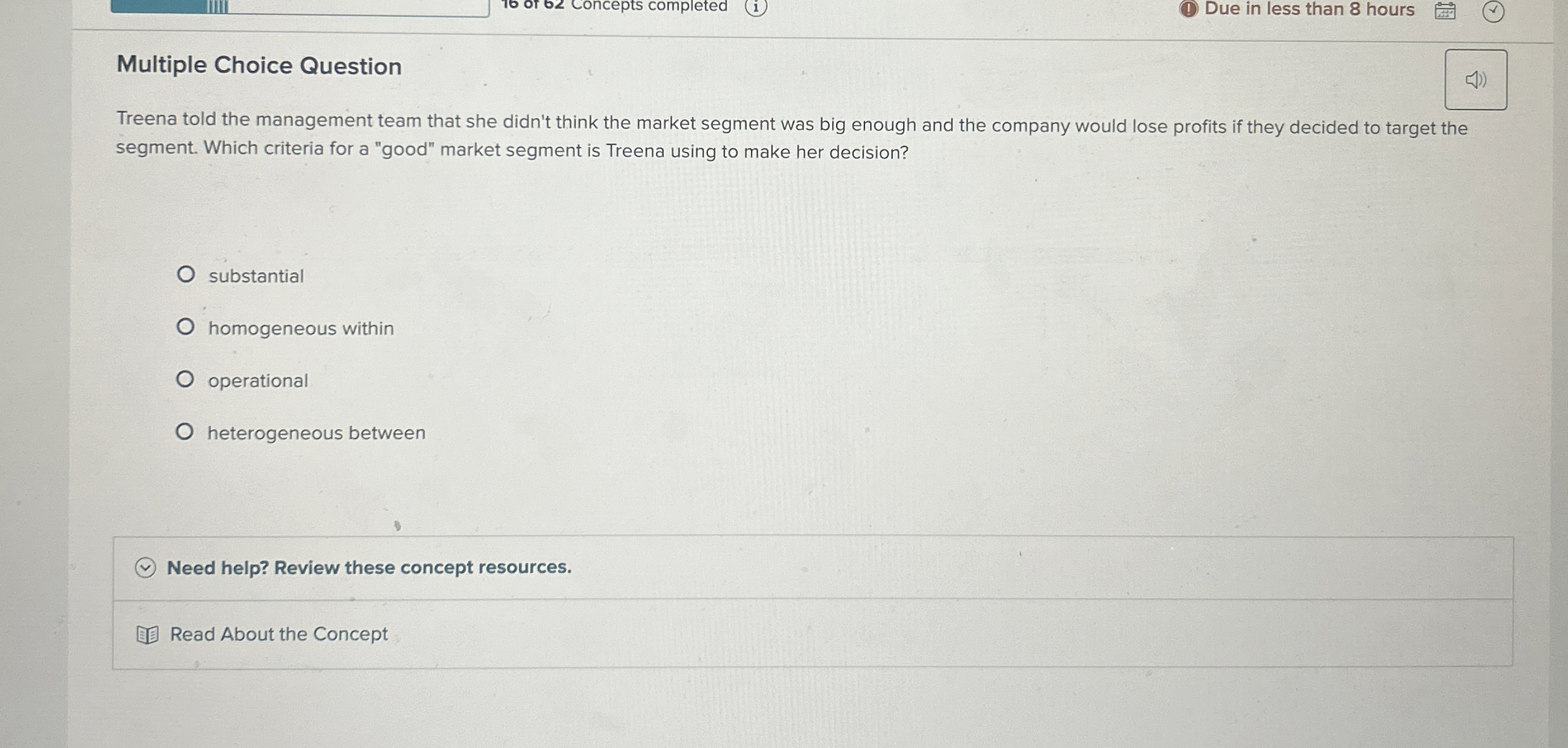  Multiple Choice Question Treena told the management team that she didn't