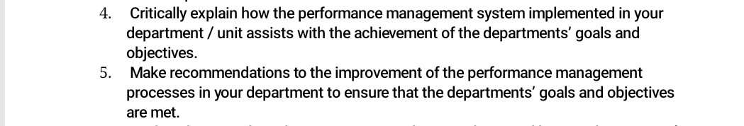 Critically explain how the performance management system implemented in home affairs