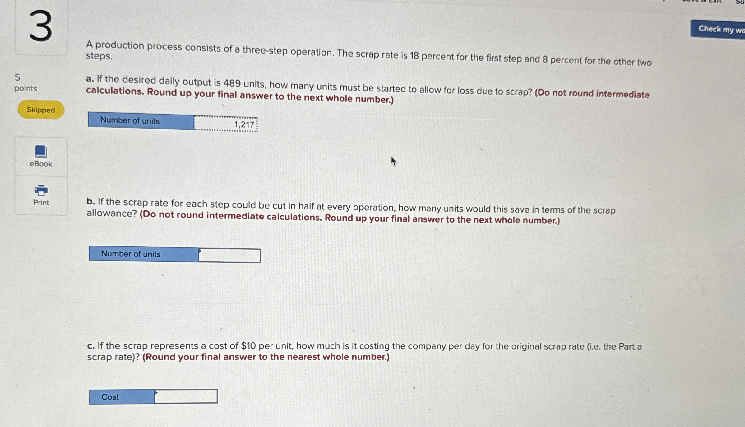  How to solve Check my wc A production process consists of