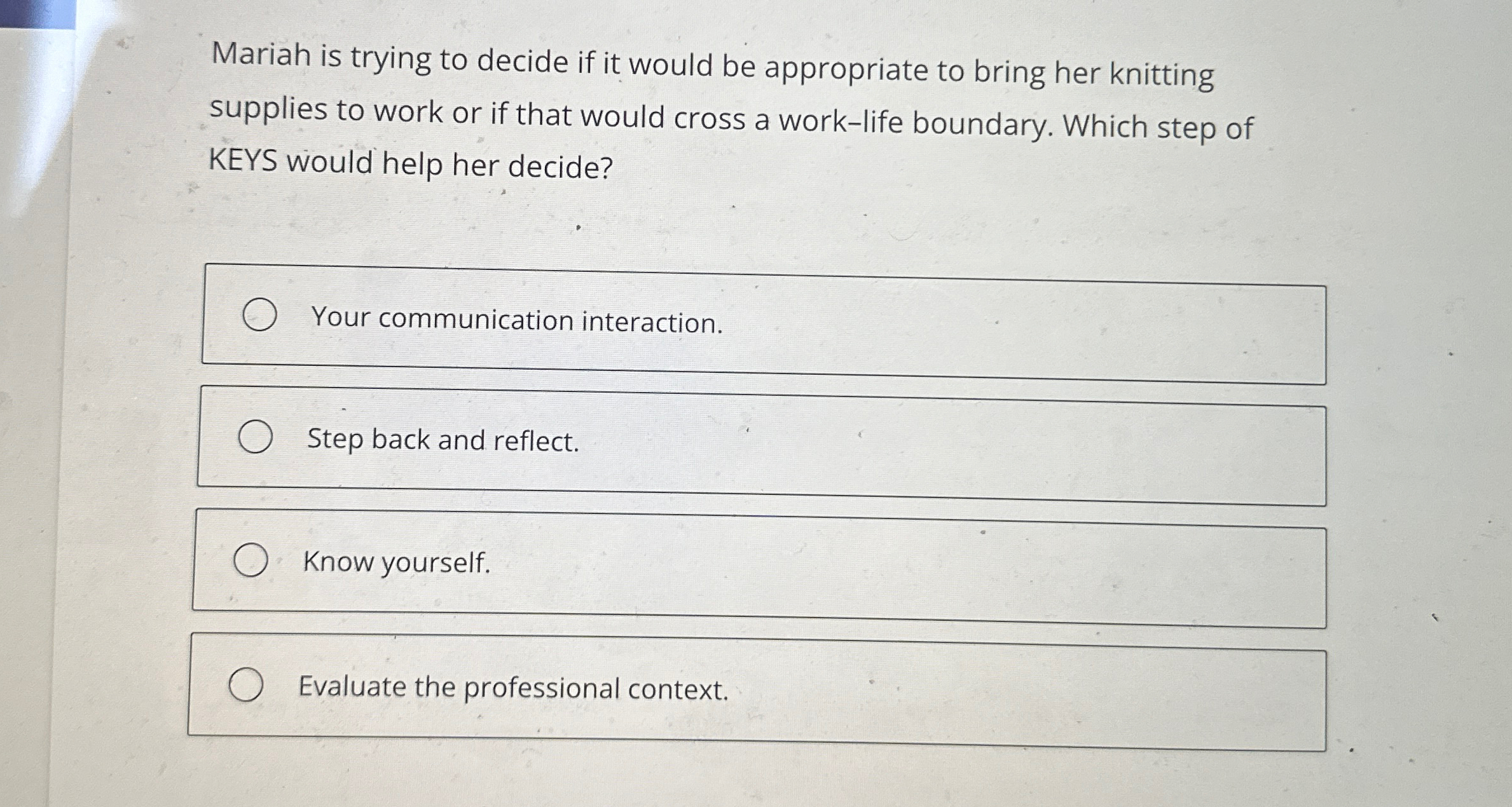  Mariah is trying to decide if it would be appropriate to