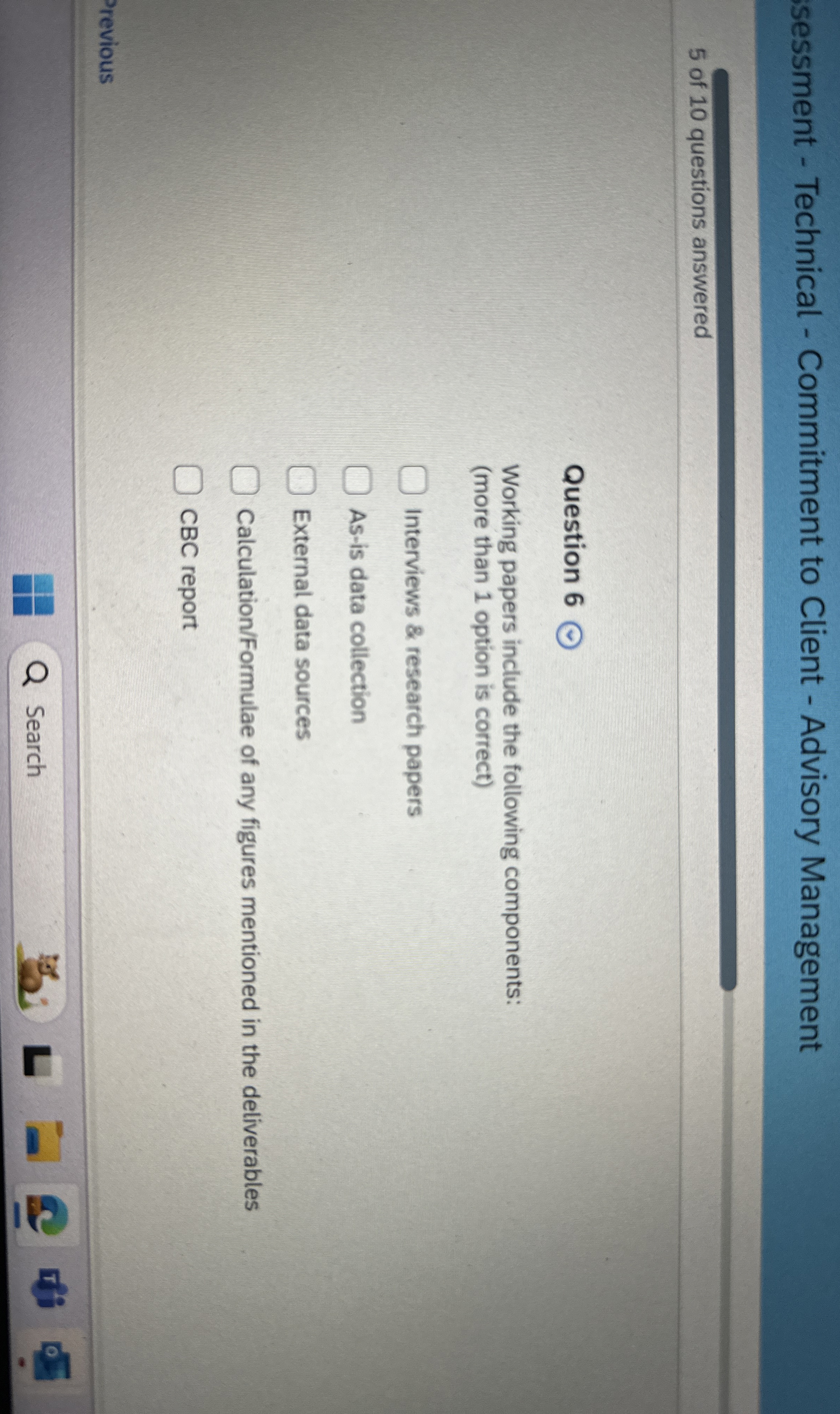  isessment - Technical - Commitment to Client - Advisory Management 5