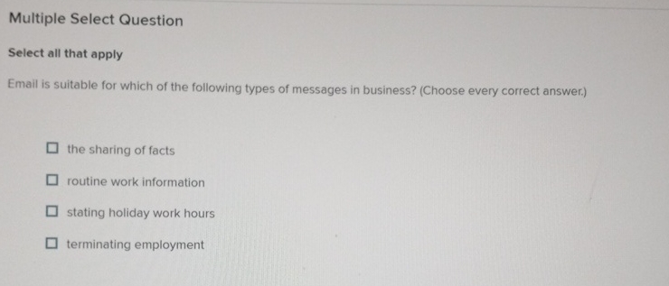  Multiple Select Question Select all that apply Emalt is suitable for
