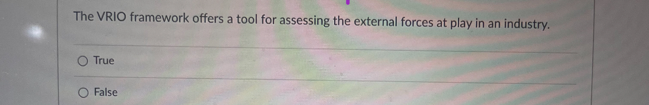  The VRIO framework offers a tool for assessing the external forces