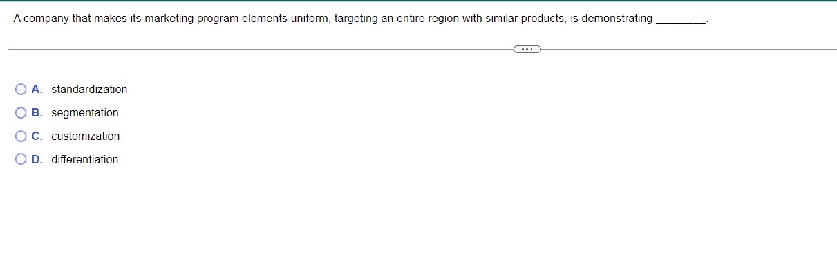  A company that makes its marketing program elements uniform, targeting an