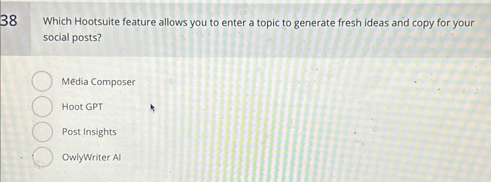  38 Which Hootsuite feature allows you to enter a topic to