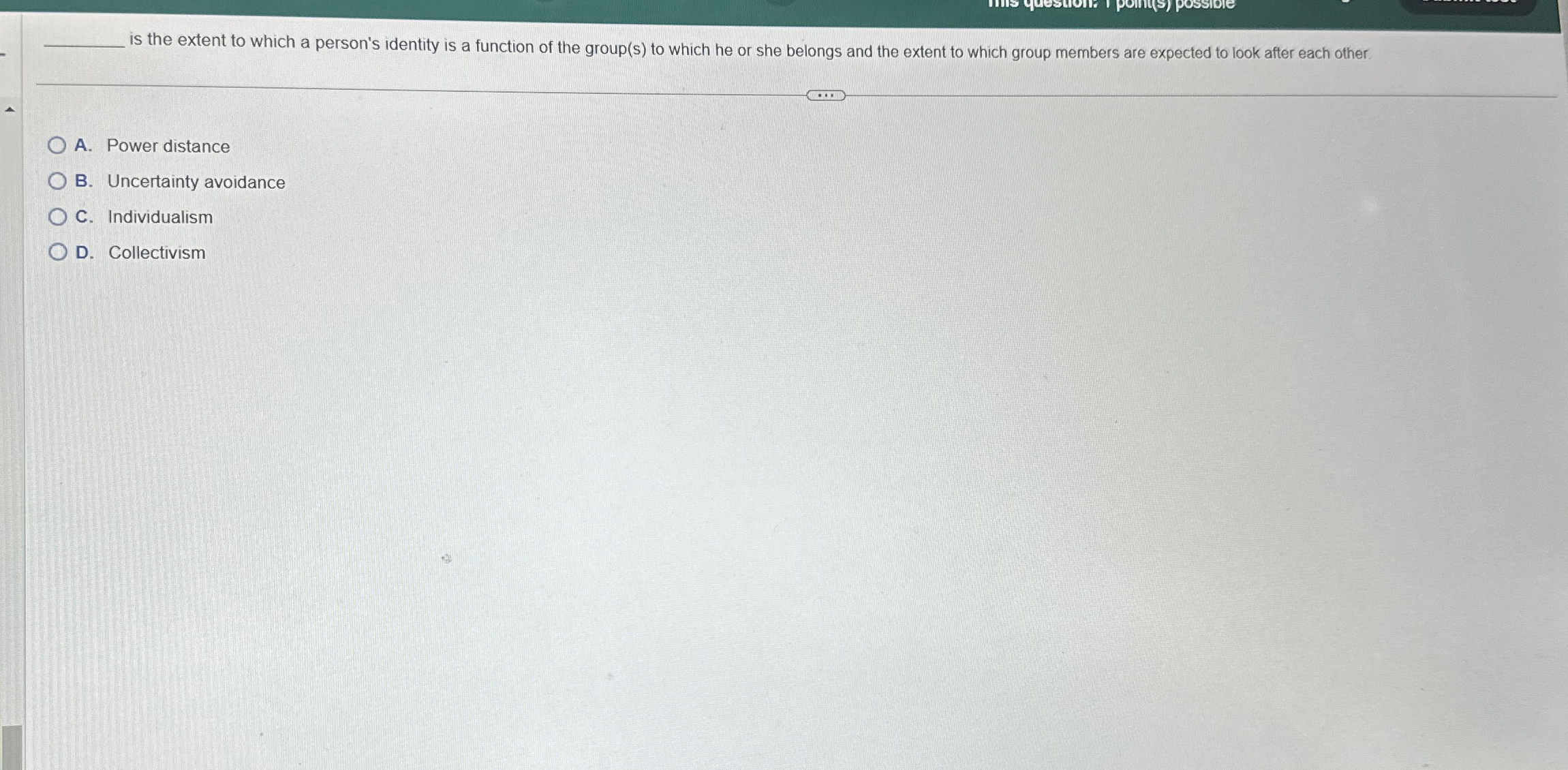  q, is the extent to which a person's identity is a