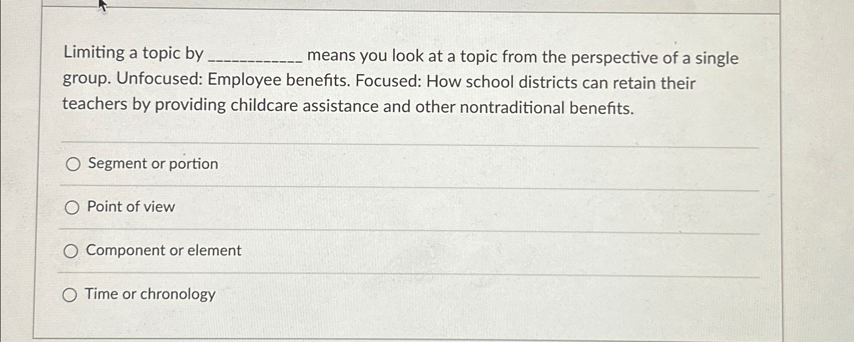  Limiting a topic by means you look at a topic from