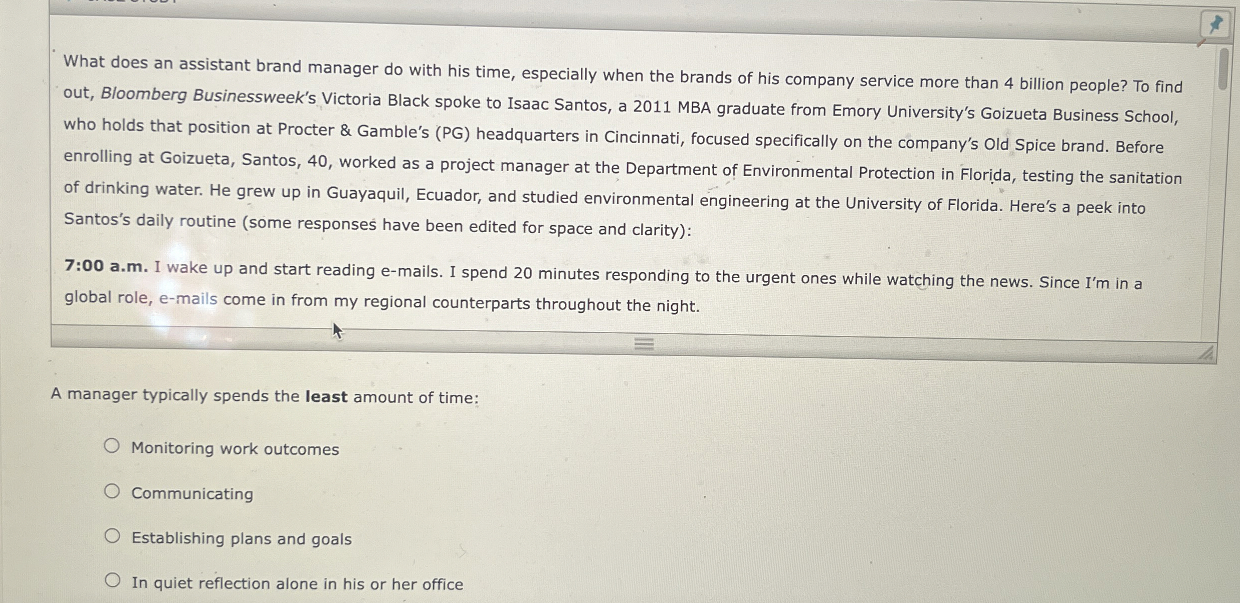  What does an assistant brand manager do with his time, especially