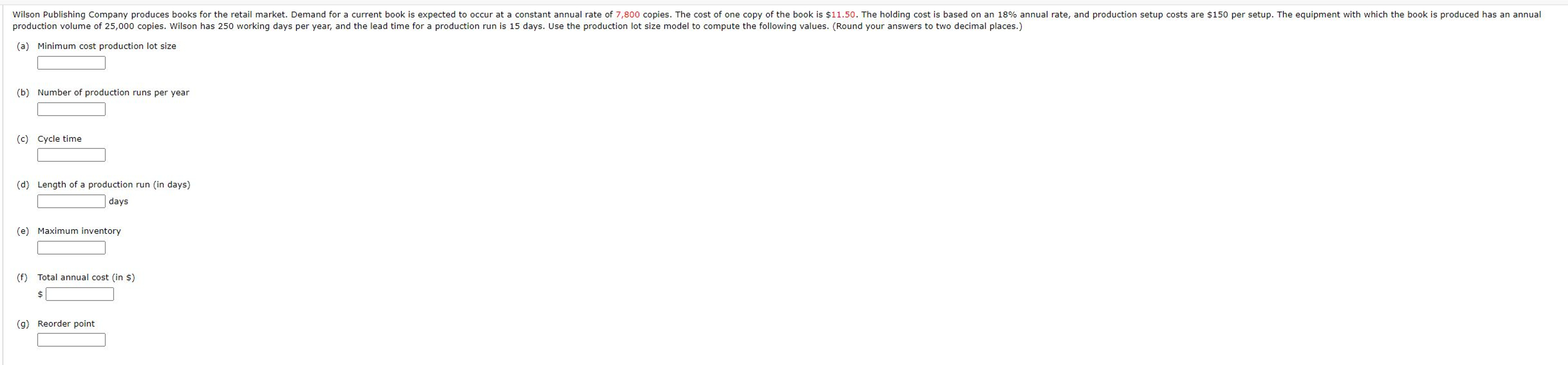  (a) Minimum cost production lot size (b) Number of production runs