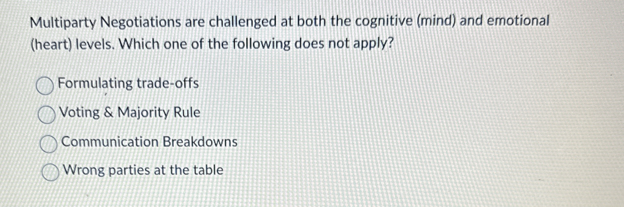  Multiparty Negotiations are challenged at both the cognitive (mind) and emotional