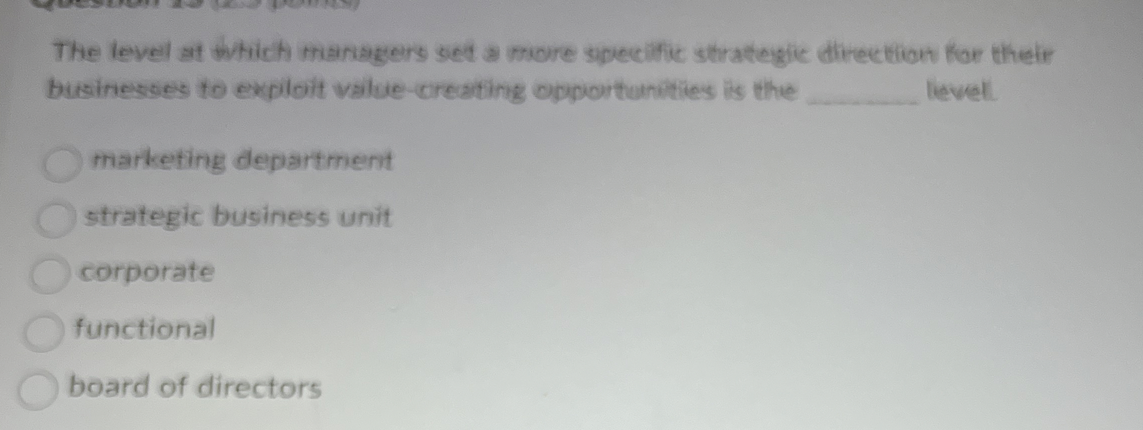  The level at which managers set a more spocific strateggic directiont