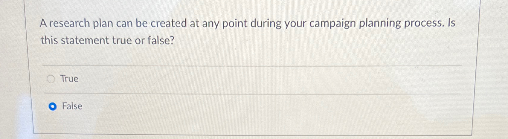  A research plan can be created at any point during your