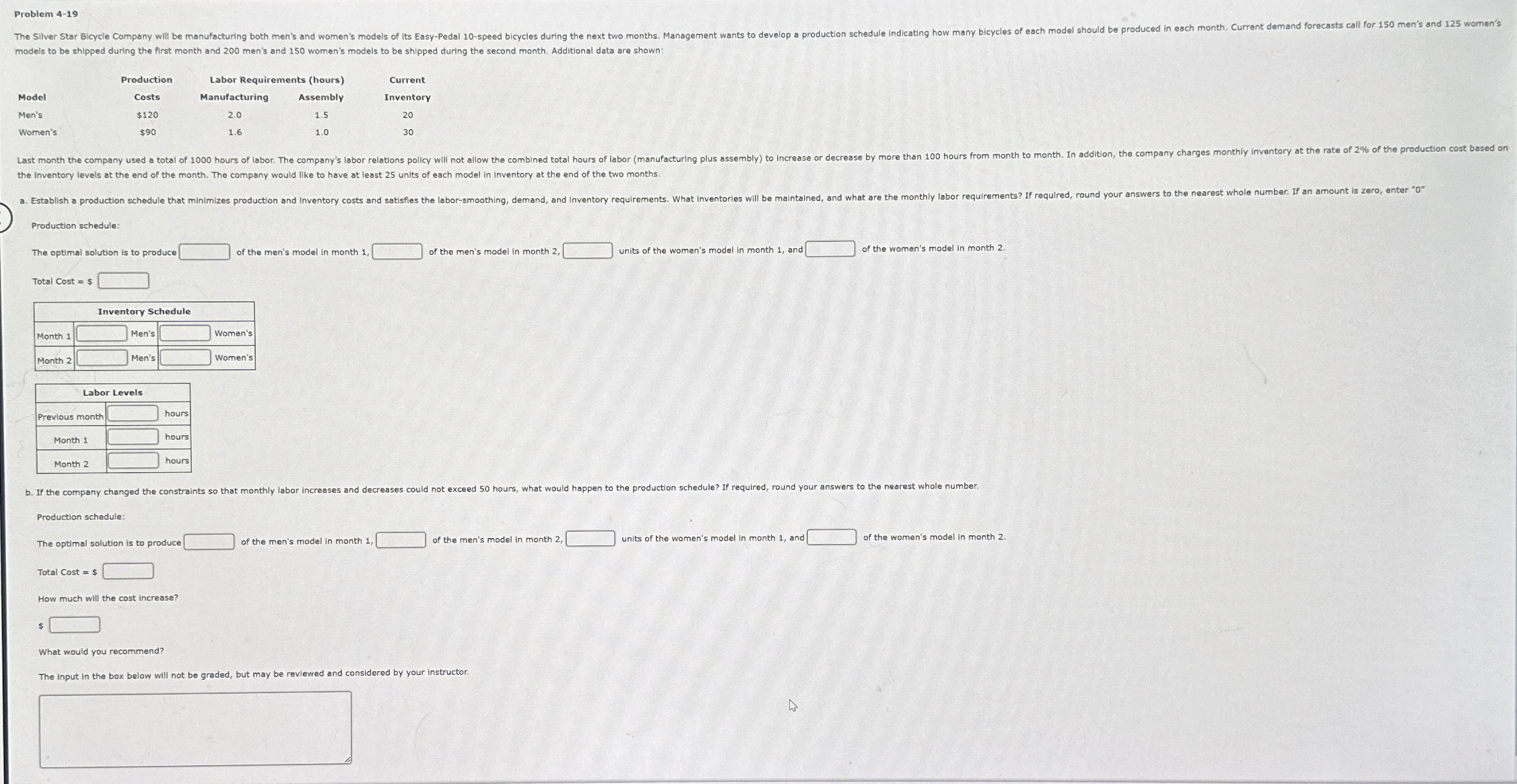  Problem 4-19 models to be shipped during the first month and