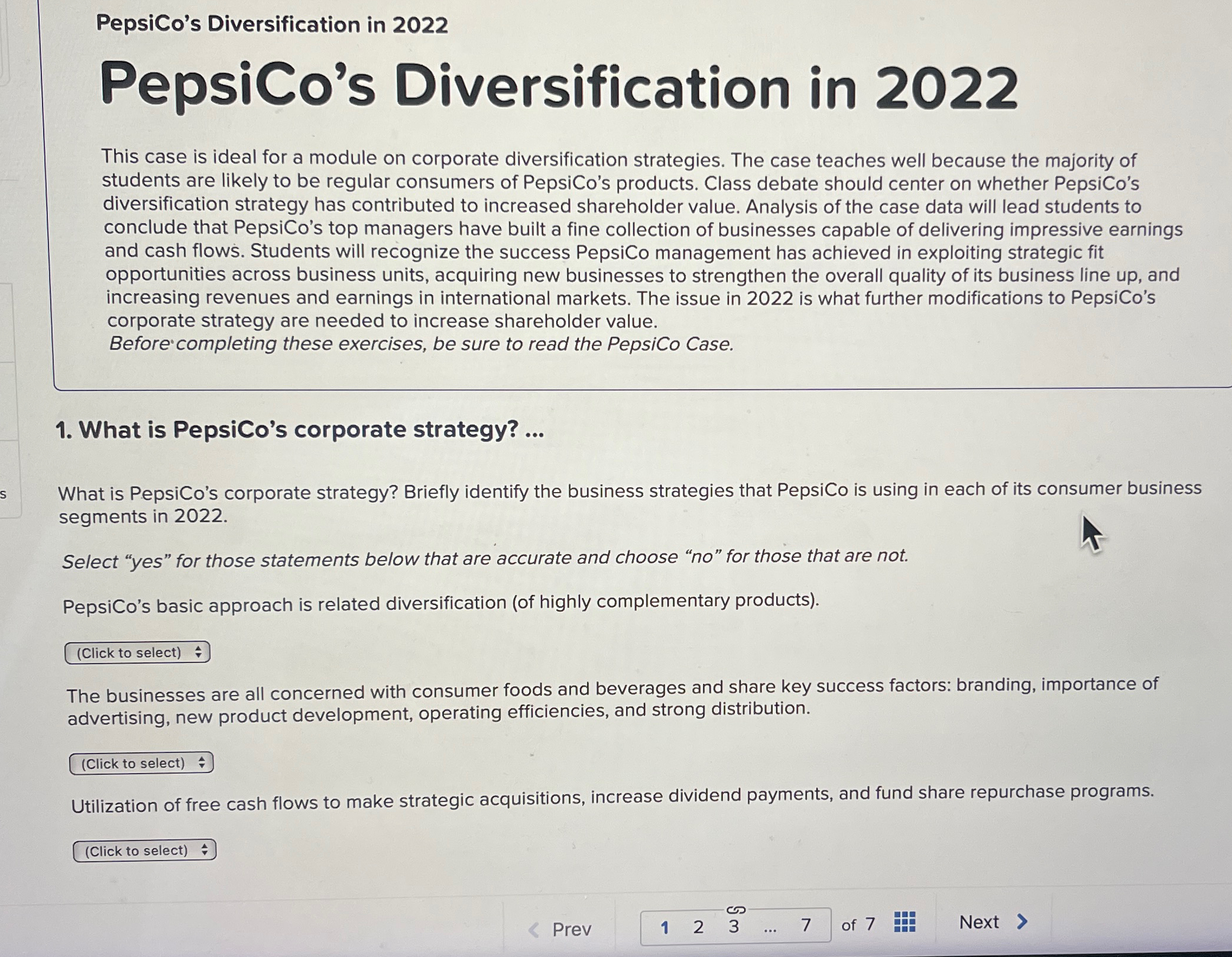  PepsiCo's Diversification in 2022 PepsiCo's Diversification in 2022 This case is