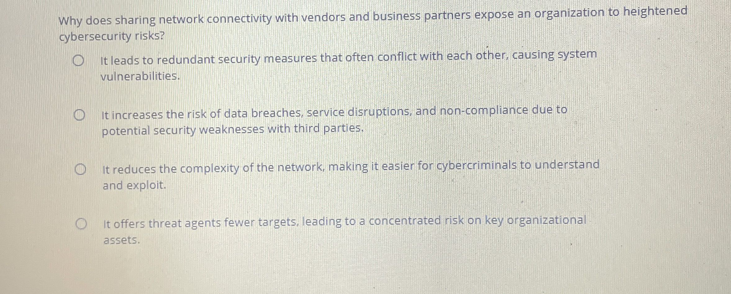  Why does sharing network connectivity with vendors and business partners expose