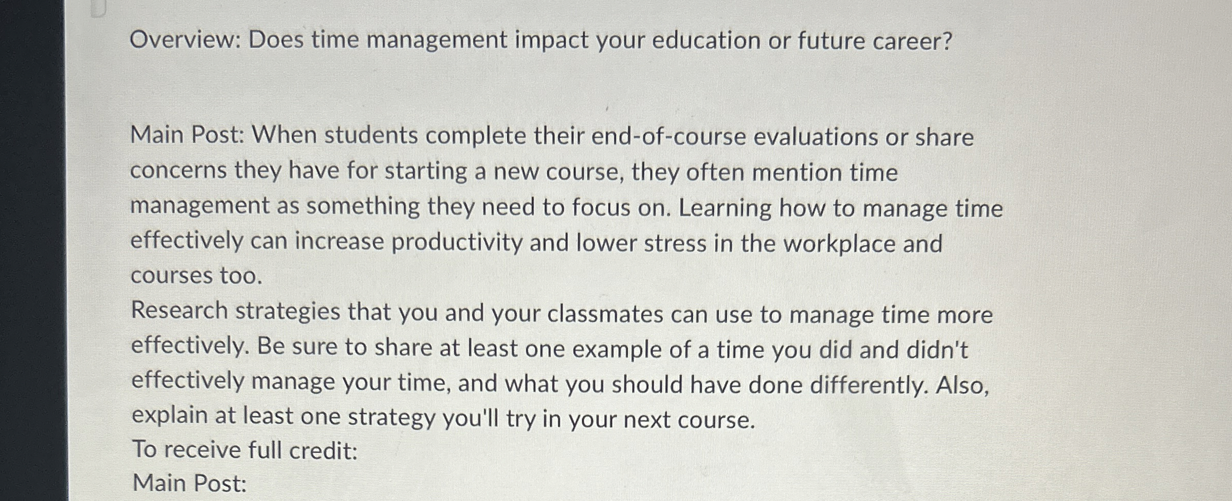  Overview: Does time management impact your education or future career? Main