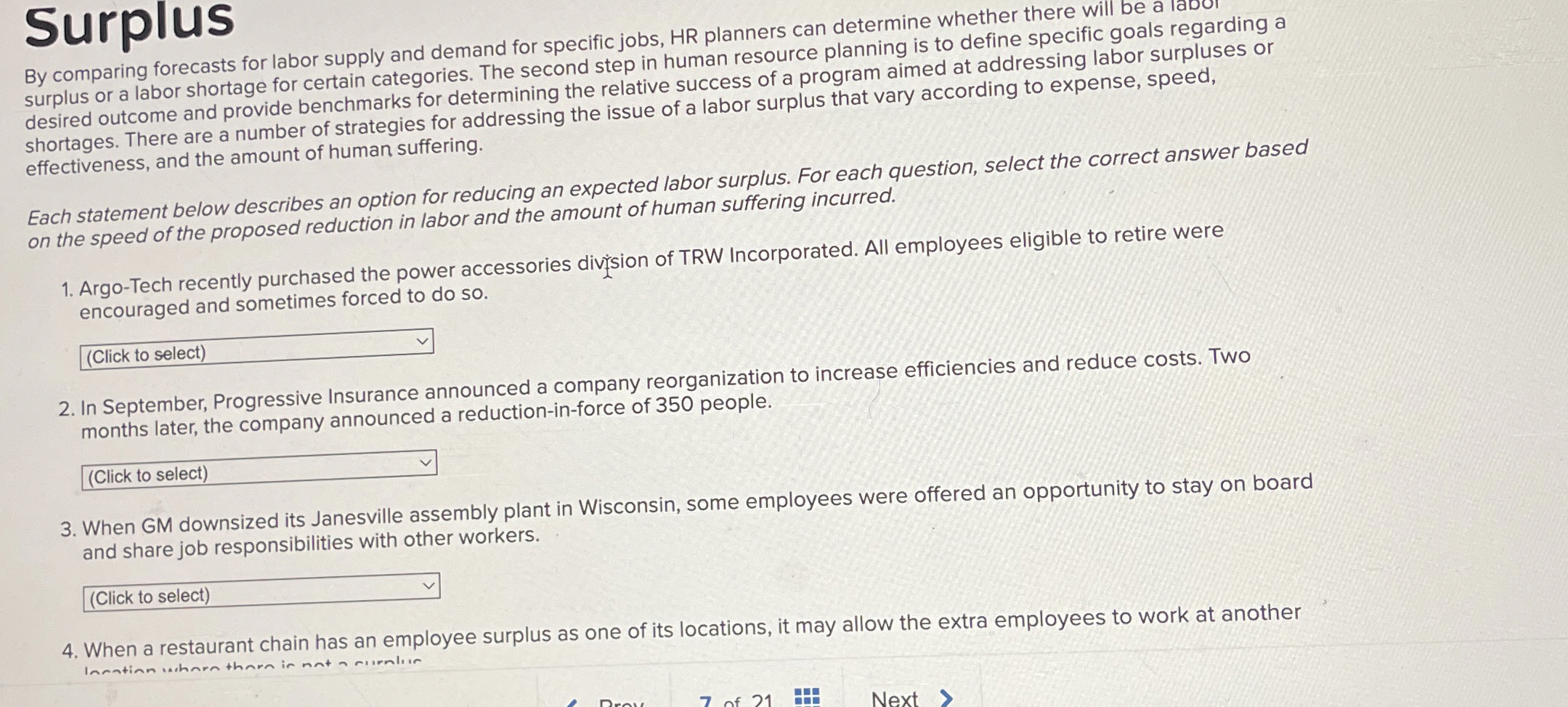  Surplus By comparing forecasts for labor supply and demand for specific