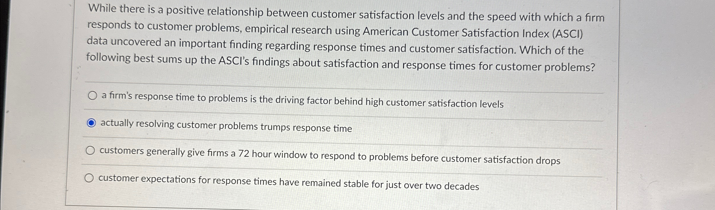  While there is a positive relationship between customer satisfaction levels and