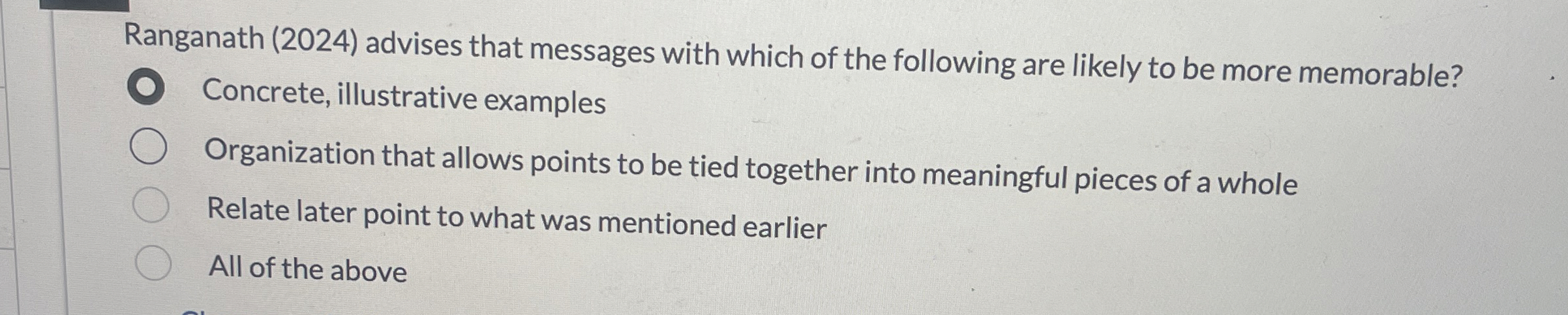  Ranganath (2024) advises that messages with which of the following are