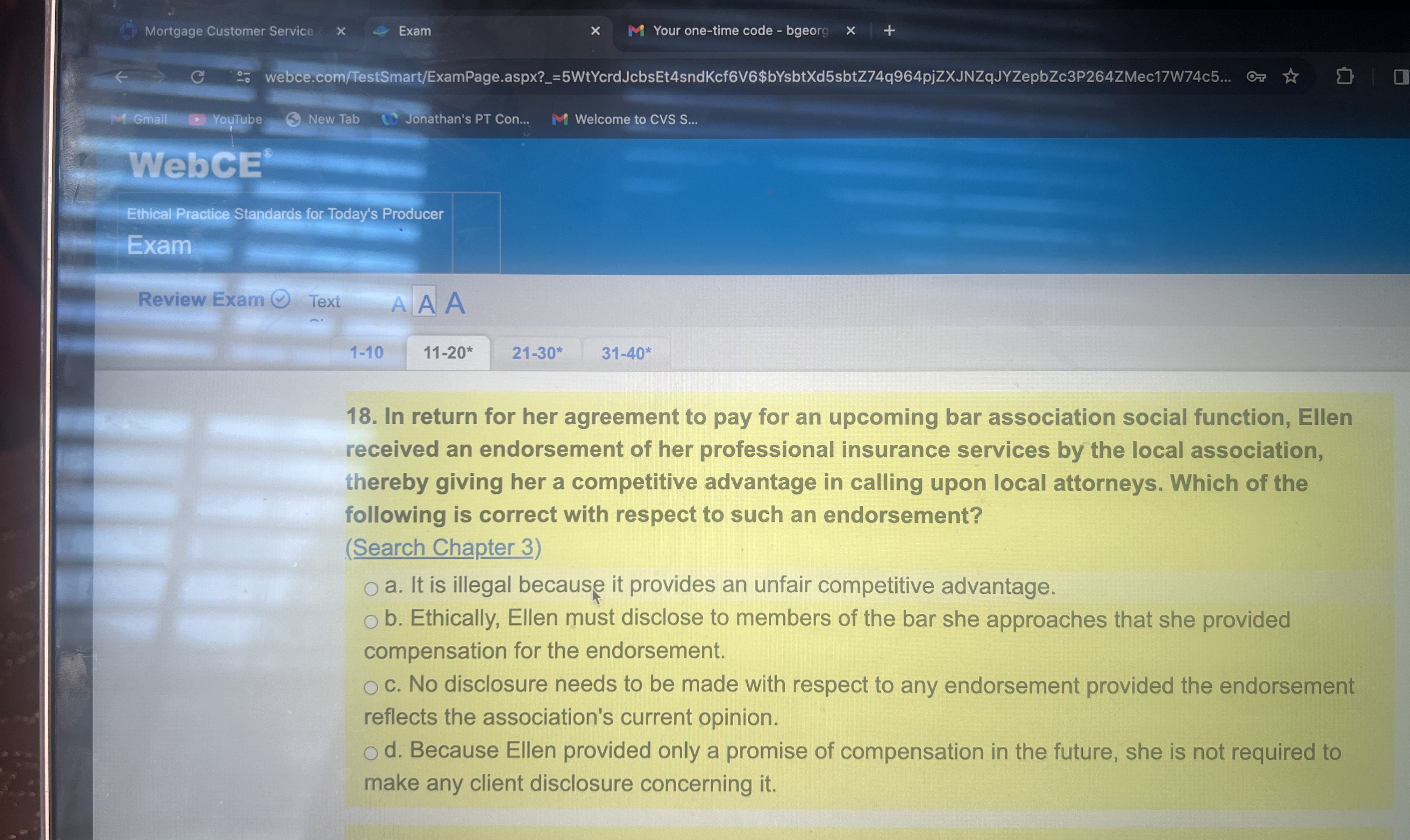  Mortgage Customer Service Exam Your one-time code - bgeorg - webce.com/TestSmart/ExamPage.aspx?_=5WtYcrdJcbsEt4sndKcf6V6$bYsbtXd5sbtZ74q964pjZXJNZqJYZepbZc3P264ZMec17W74c5...