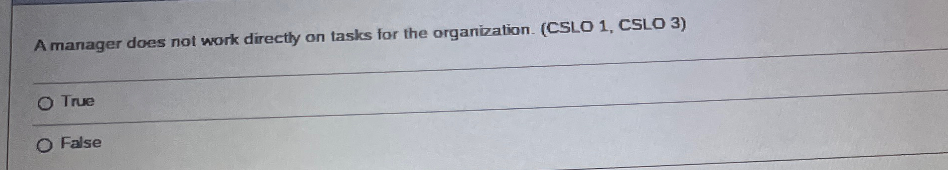  A manager does not work directly on tasks for the organization.