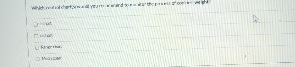  Which control chart(s) would you recommend to monitor the process of