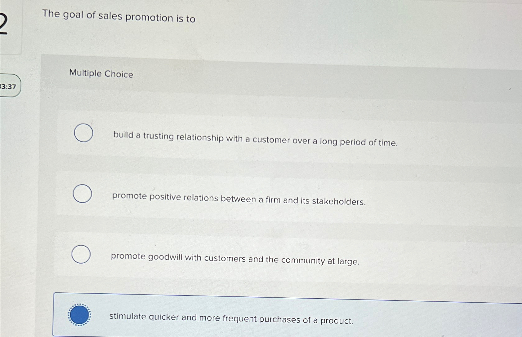  As a promotion mix element, public relations refers to Multiple Choice