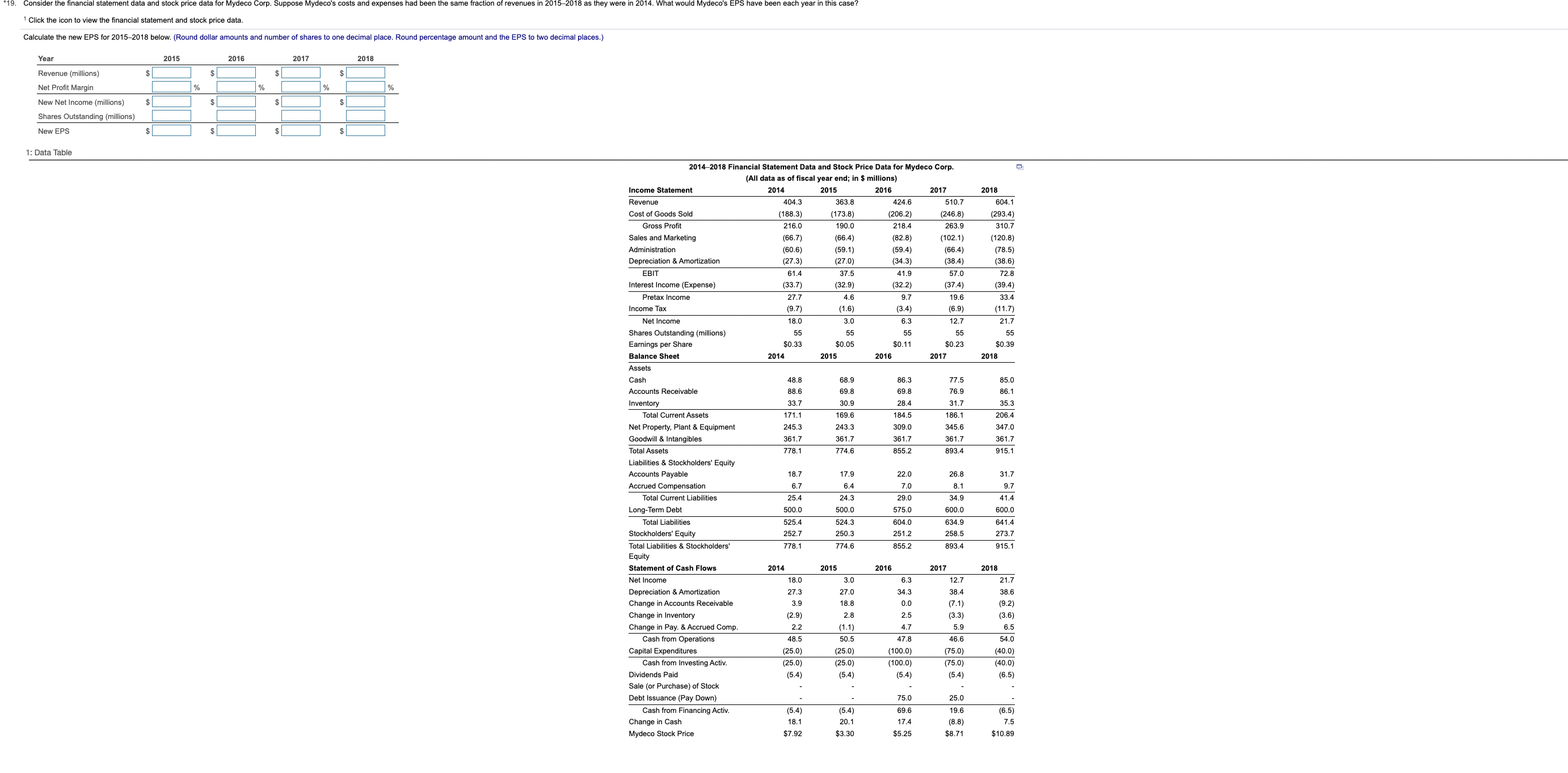 to 2018. What would be its earnings per share in 2018? (Assume