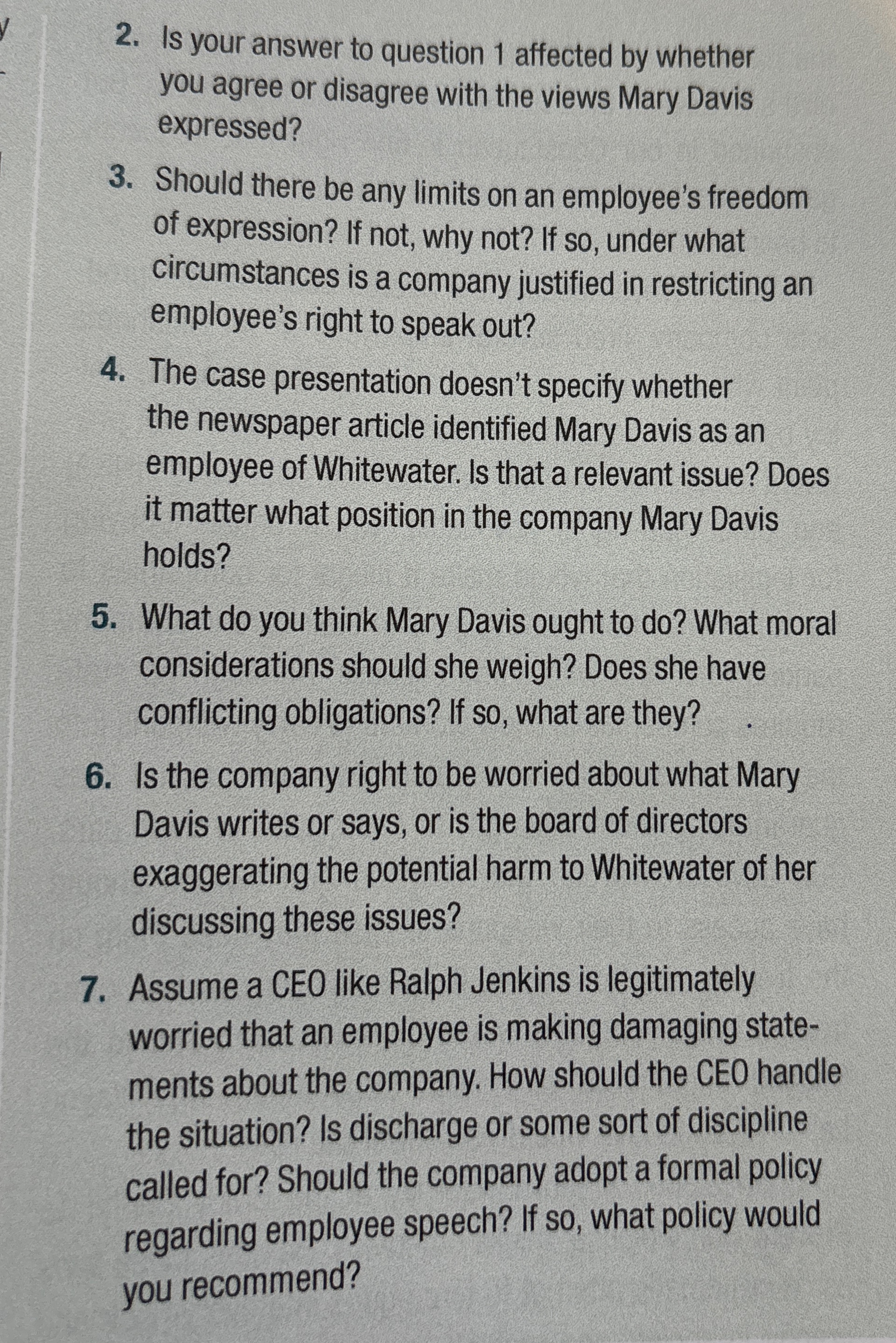  Is your answer to question 1 affected by whether you agree