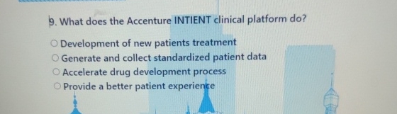  What does the Accenture INTIENT clinical platform do? Development of new