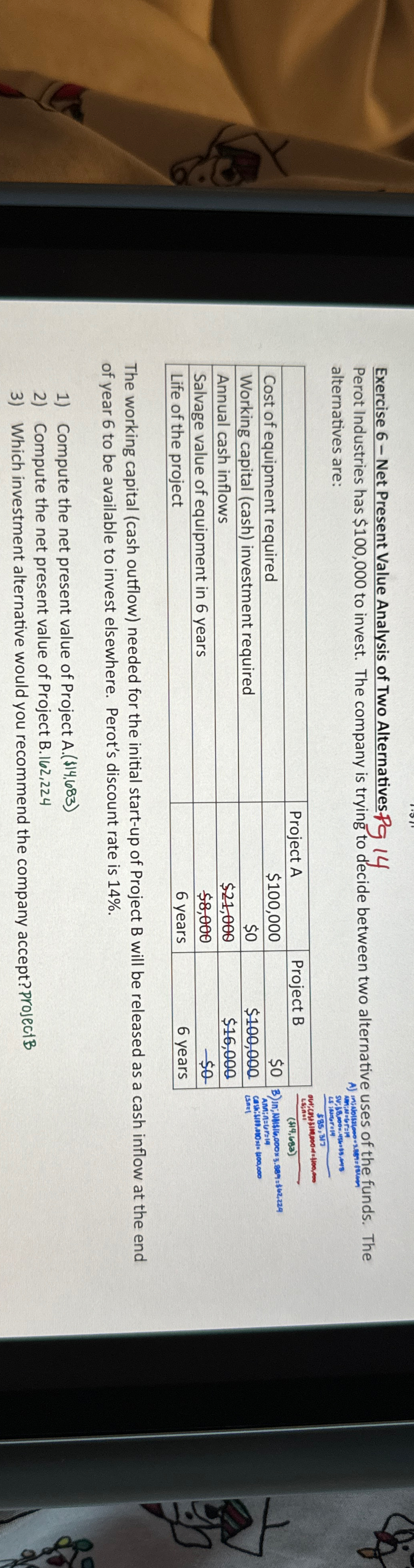  Exercise 6- Net Present Value Analysis of Two Alternatives Pg 14