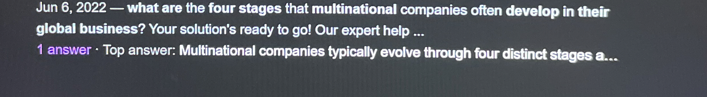  Jun 6,2022- what are the four stages that multinational companies often