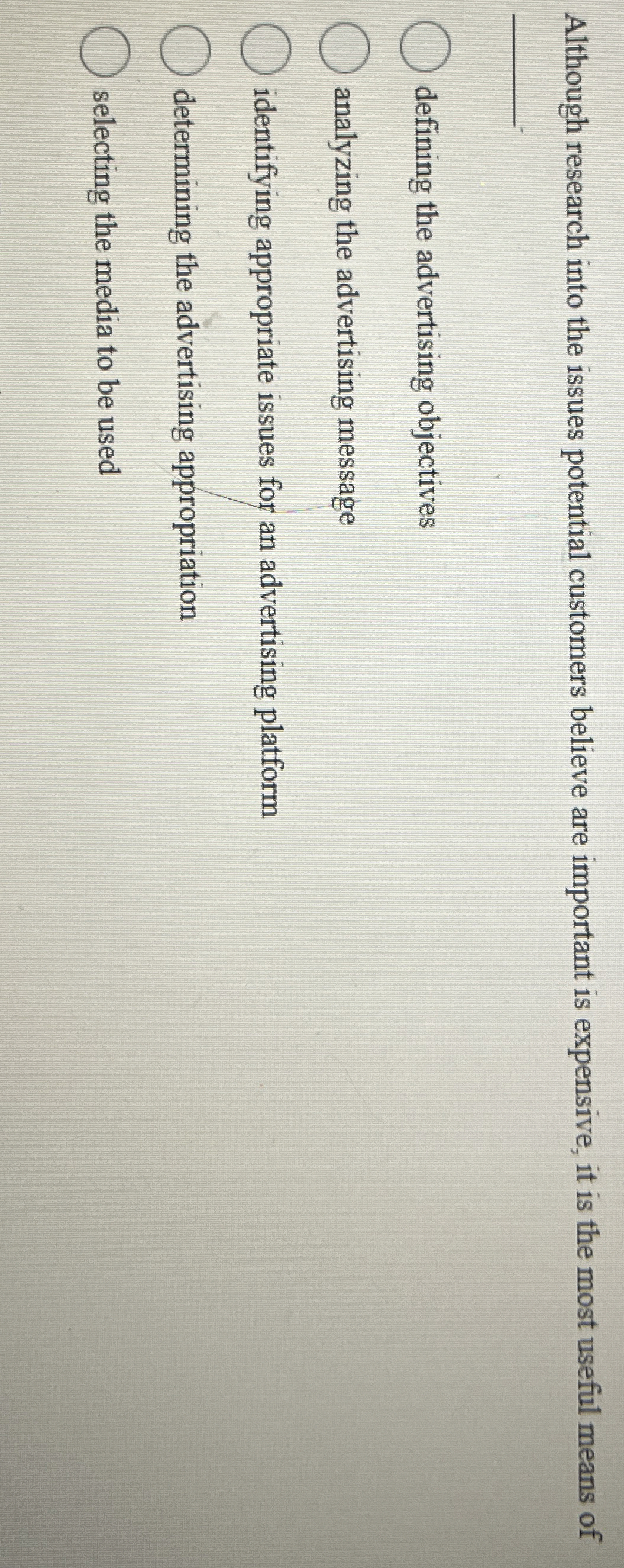  Although research into the issues potential customers believe are important is