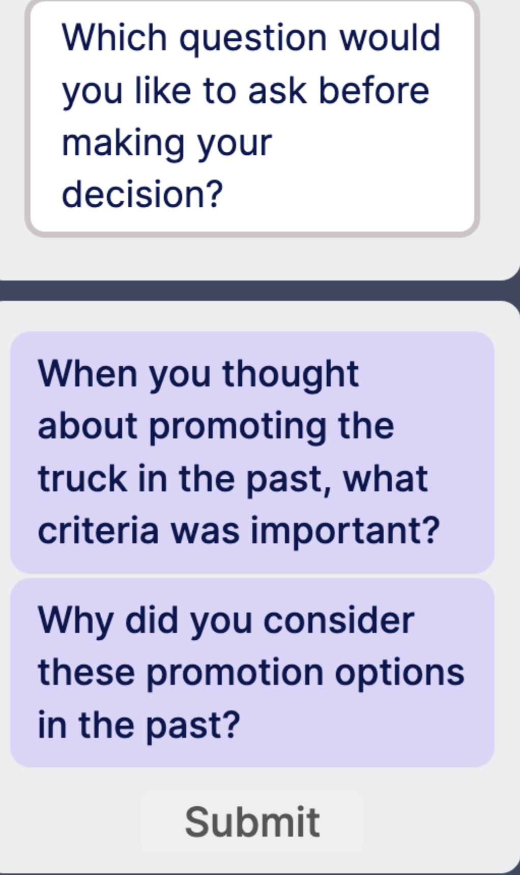 Which question would you like to ask before making your decision?