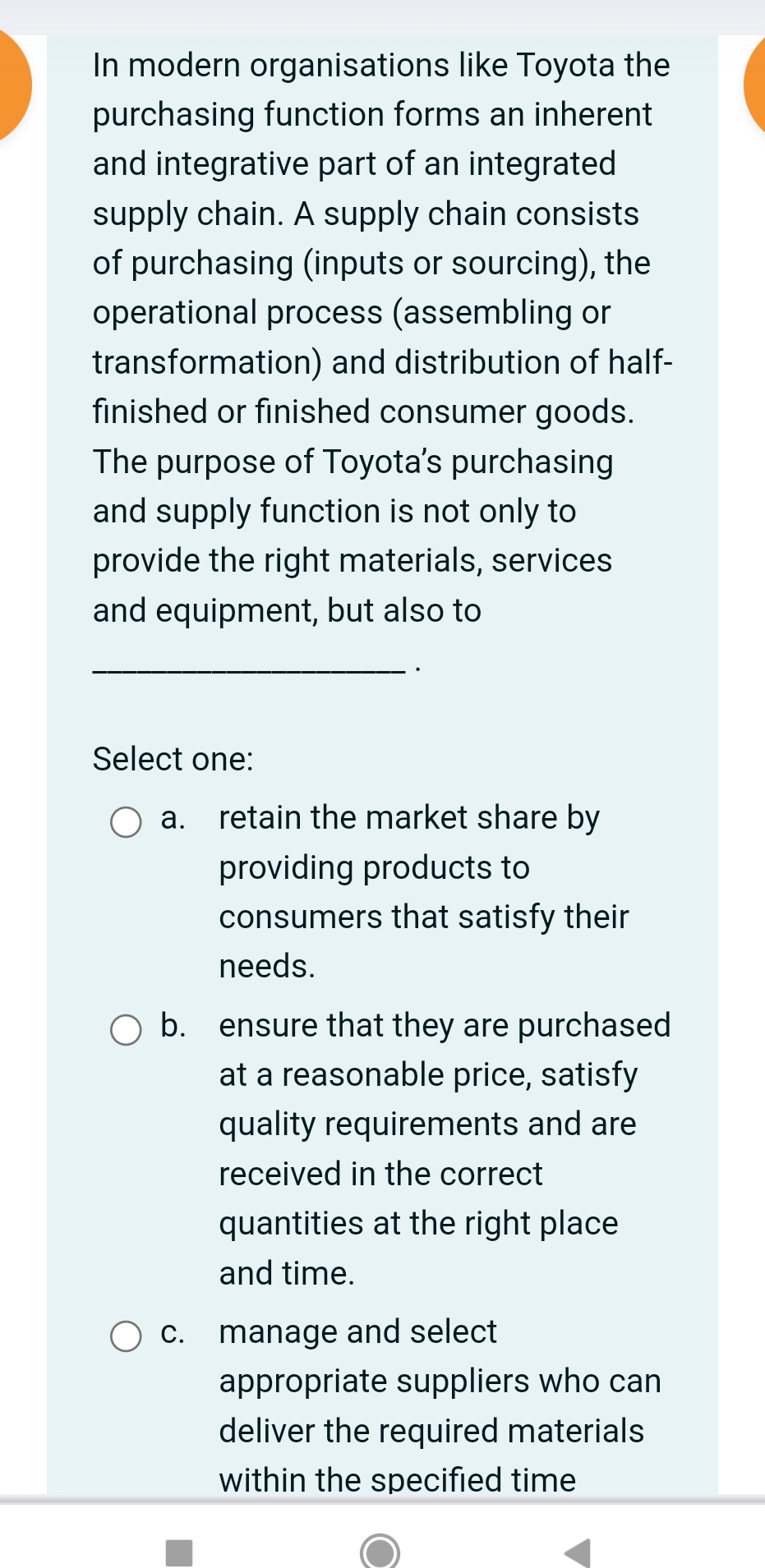  In modern organisations like Toyota the purchasing function forms an inherent