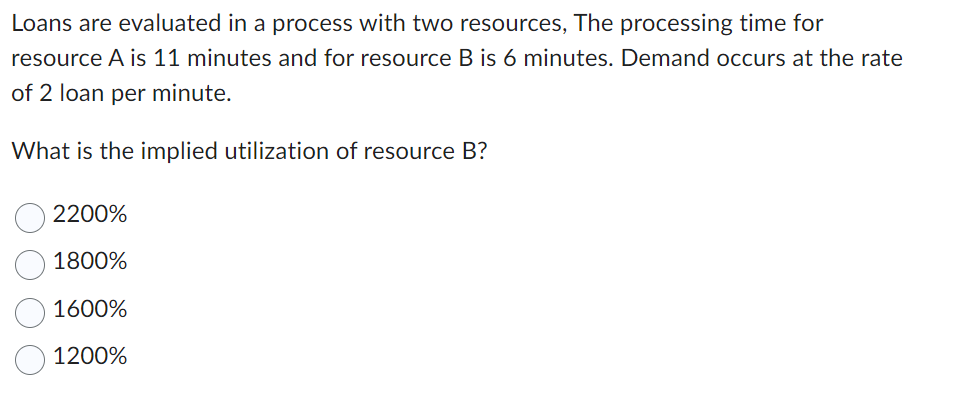 Loans are evaluated in a process with two resources, The processing