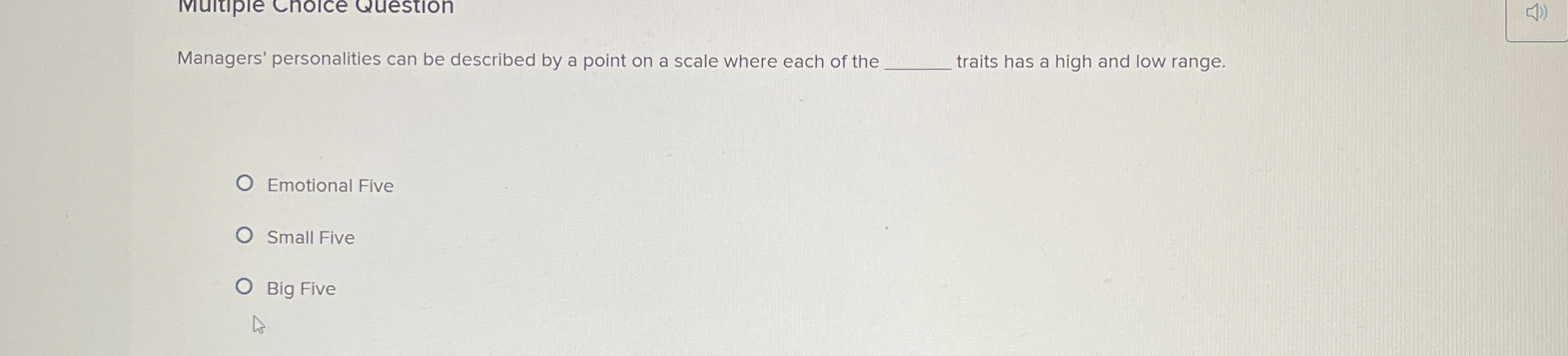  Managers' personalities can be described by a point on a scale