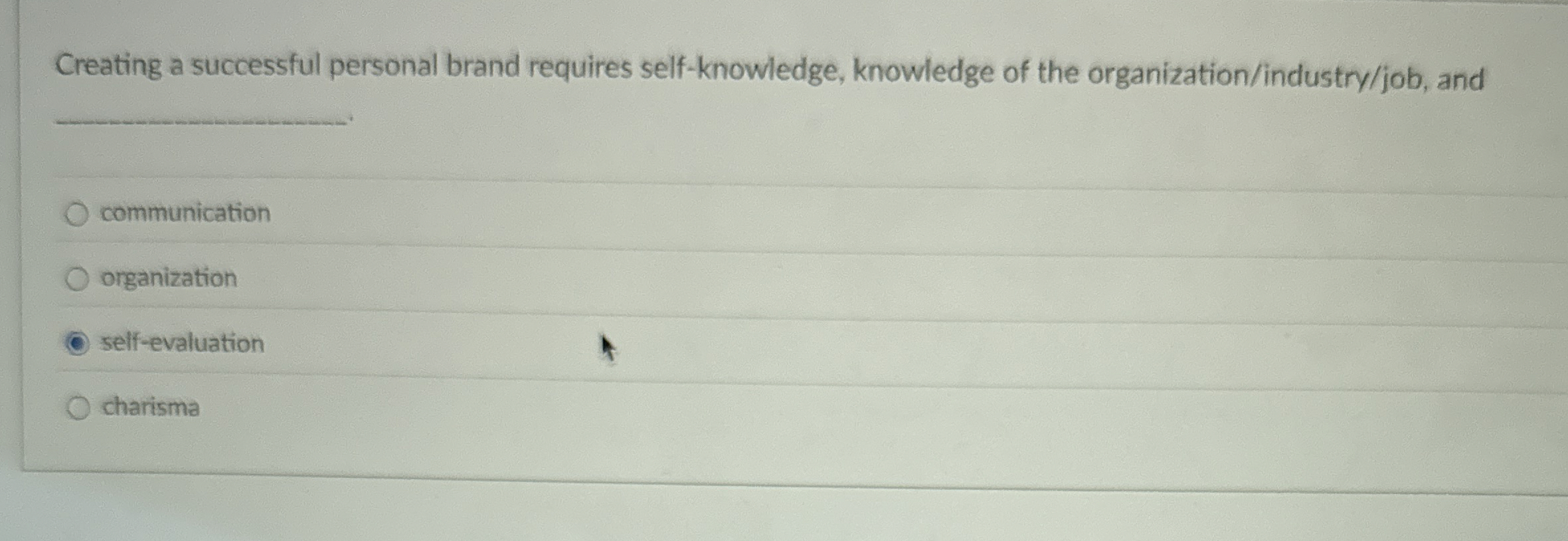  Creating a successful personal brand requires self-knowledge, knowledge of the organization/industry/job,