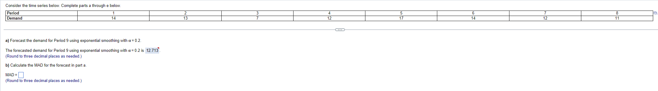  Consider the time series below. Complete parts a through e below.