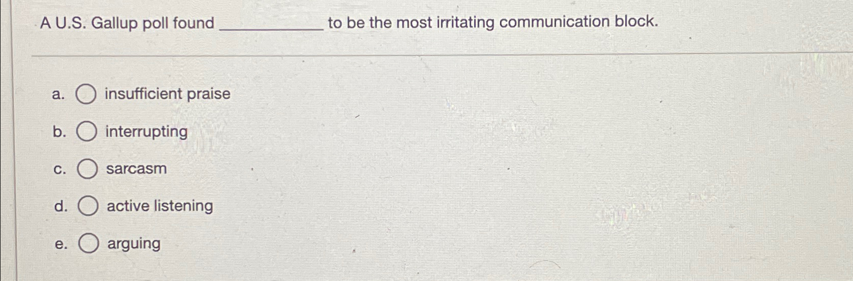  A U.S. Gallup poll found to be the most irritating communication