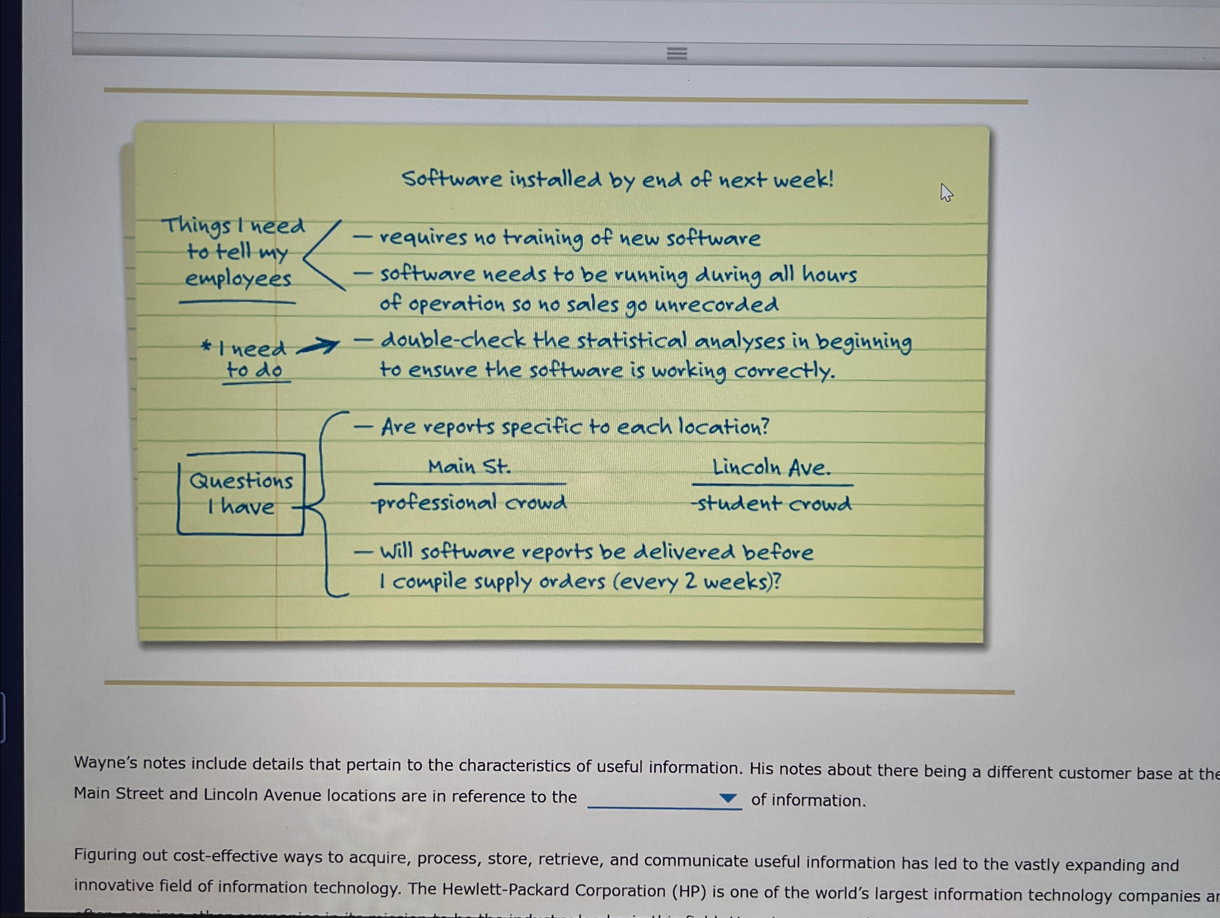  Software installed by end of next week! Things I need to