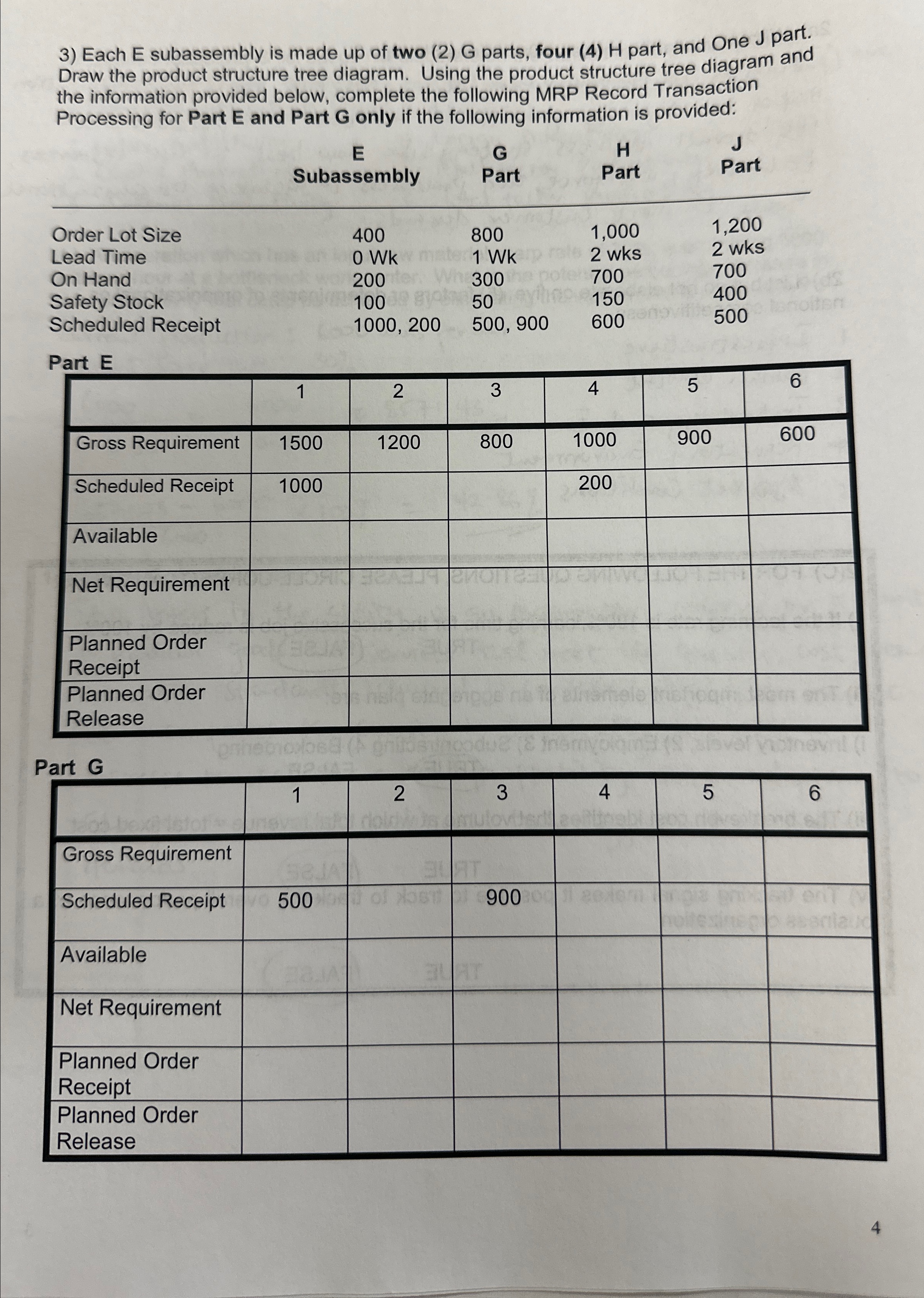  Each E subassembly is made up of two (2) G parts,