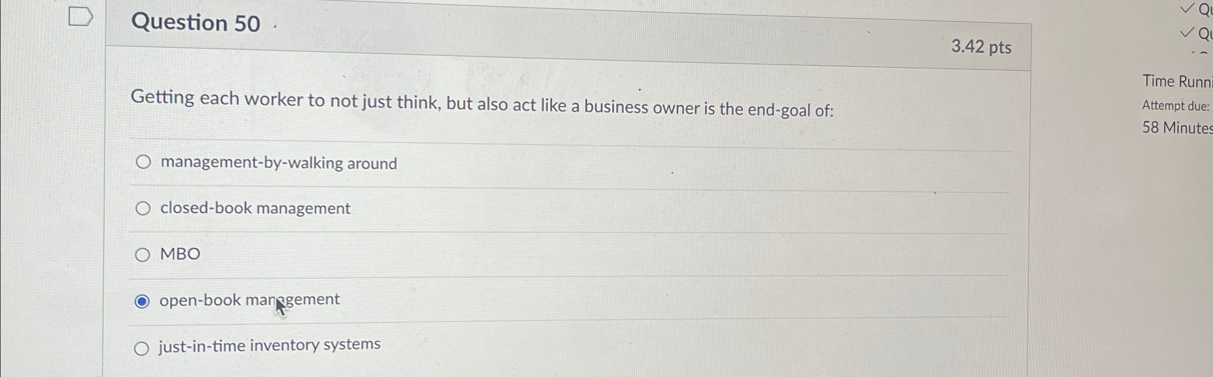  Question 50 3.42pts Getting each worker to not just think, but