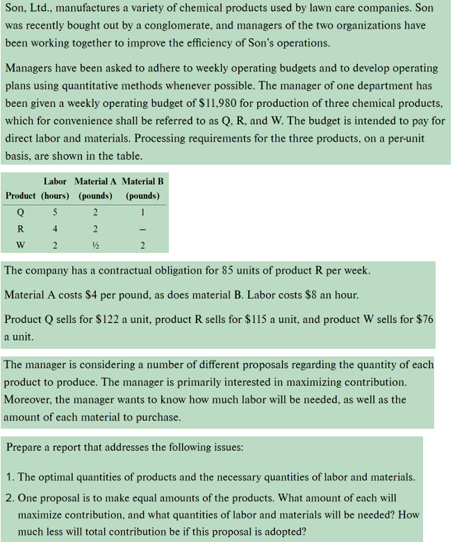  Please read the short case study attached, formulate the model, solve