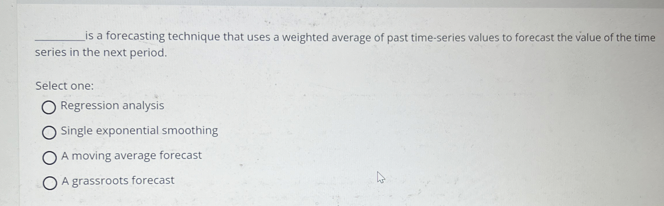  q, is a forecasting technique that uses a weighted average of