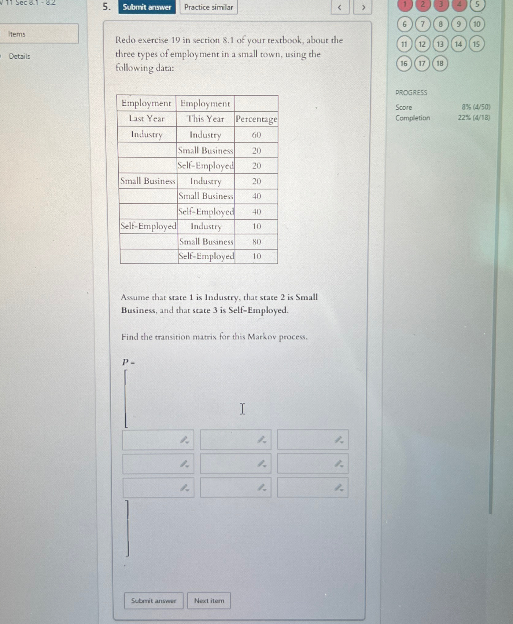  Items Details Redo exercise 19 in section 8.1 of your textbook,