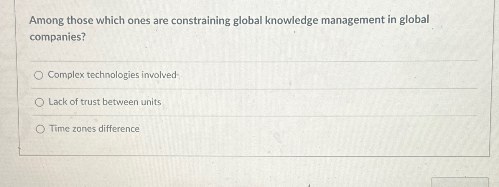  Among those which ones are constraining global knowledge management in global