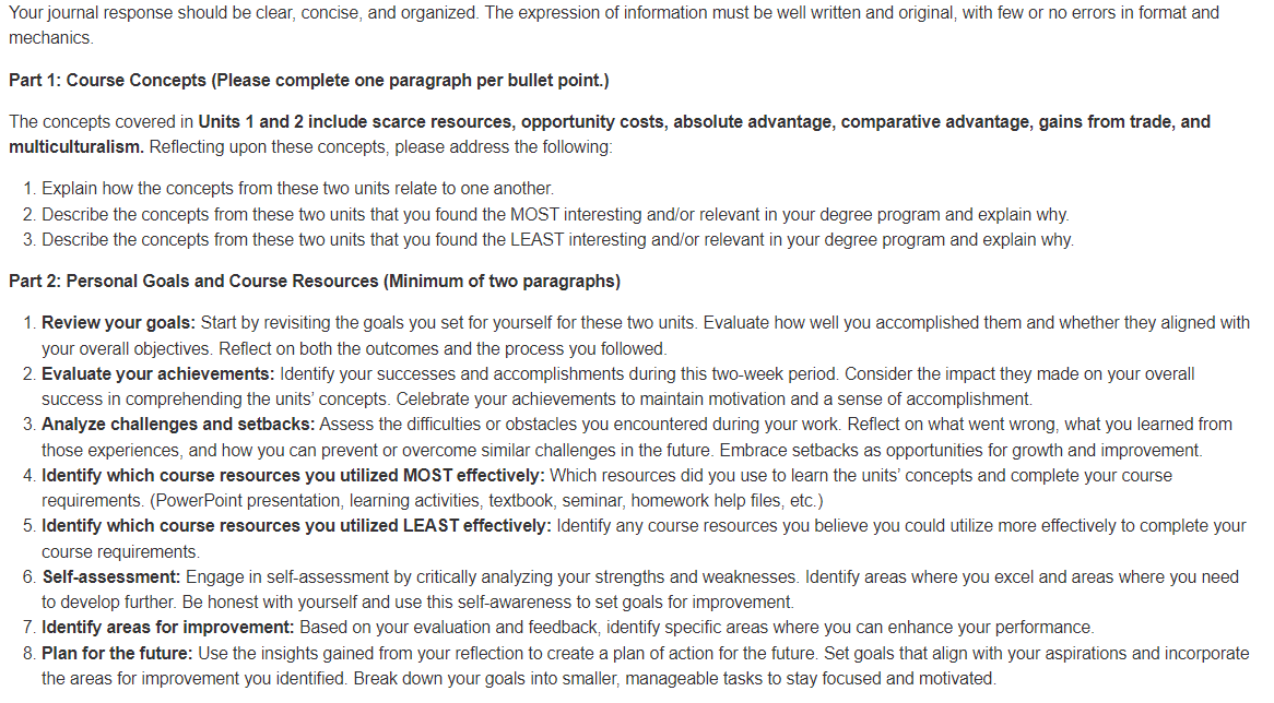  Your journal response should be clear, concise, and organized. The expression