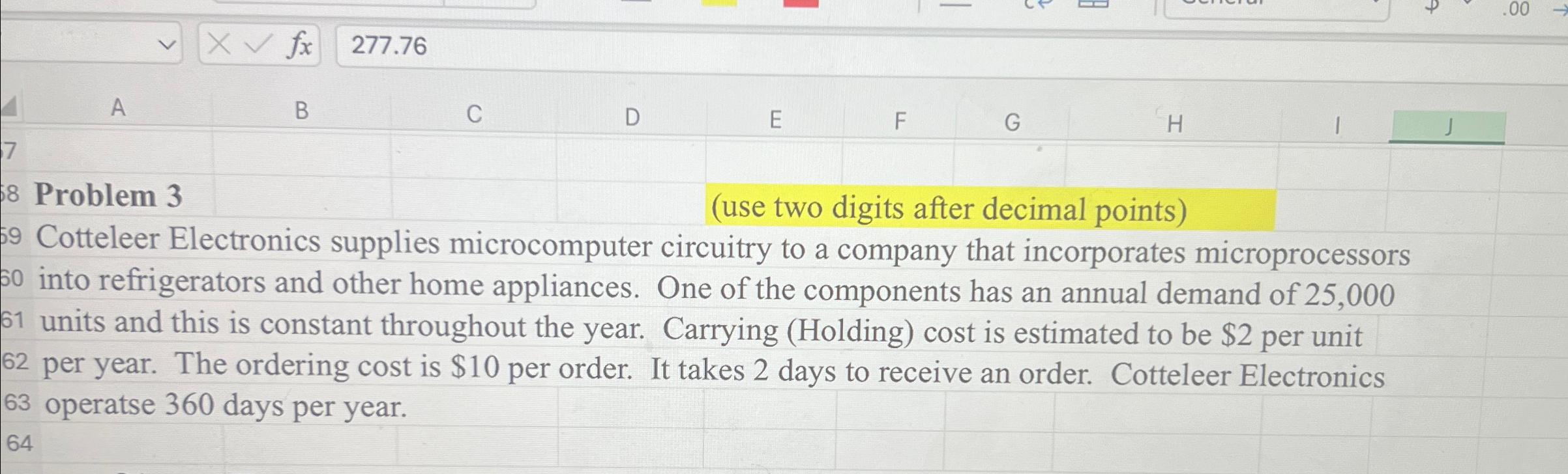  277.76 A B C D E F G H 1 Problem